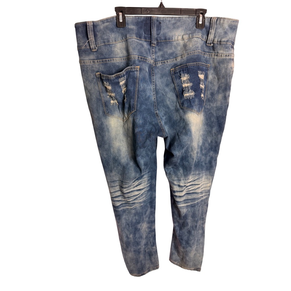 DAZL Distressed Skinny Jeans 24 Blue Medium Acid Wash Shredded High Rise Plus - Picture 2 of 7